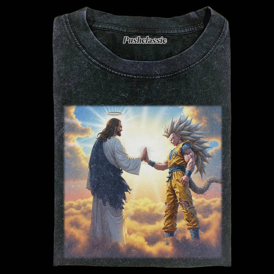 THE JESUS AND SUPER SAIYAN WASHED T-SHEIRT