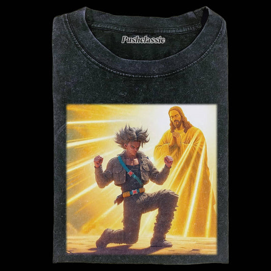 THE JESUS AND TRUNKS WASHED T-SHEIRT