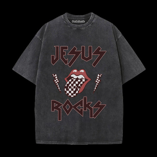 THE JESUS ROCKS WASHED T-SHIRT