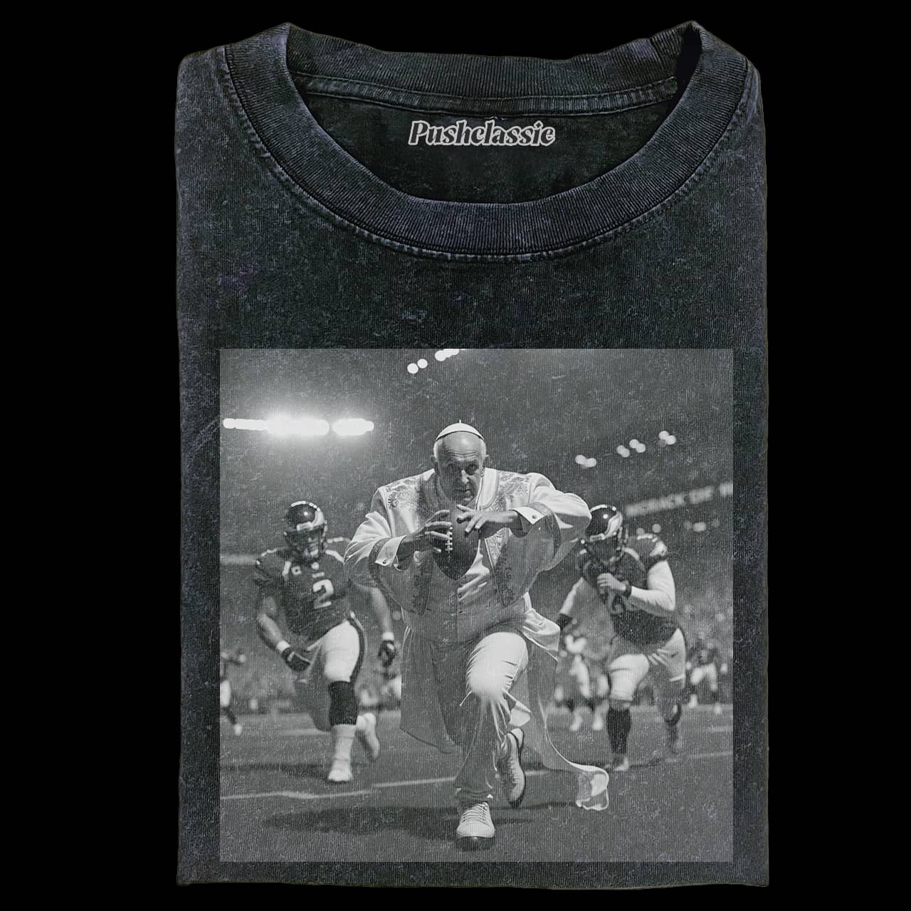 THE POPE FUNNY FOOTBALL  WASHED T-SHIRT