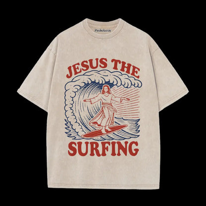 THE JESUS SURFING WASHED T-SHIRT