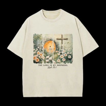 The Lord Is My Sheperd Christian Washed T-Shirt