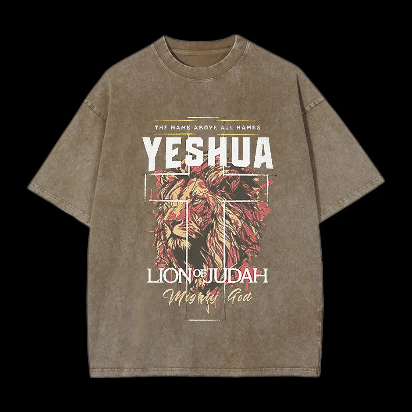 The Name Aboye All Names Yeshua Lion Of Judah Washed T-Shirt