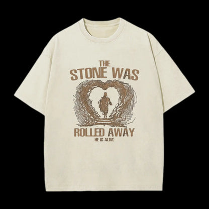 The Stone Was Rolling Away Christian Washed T-Shirt