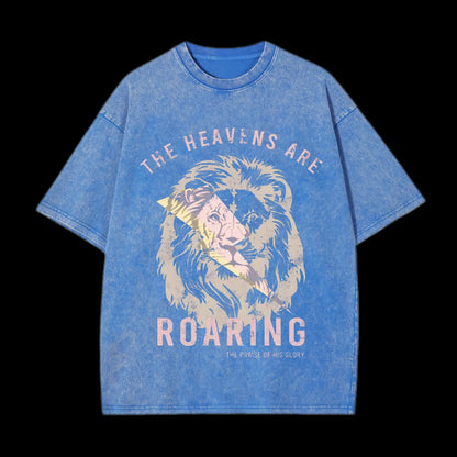 THE HEAVENS ARE ROARING CHRISTIAN WASHED T-SHIRT