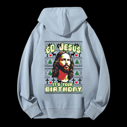 Go Jesus It's Your Birthday Christmas Drawstring Hoodie