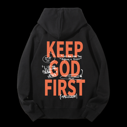 Keep God First Drawstring Hoodie