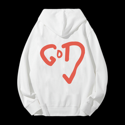 God Heart Drawstring Hoodie