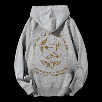 Look At The Birds Of The Air Drawstring Hoodie