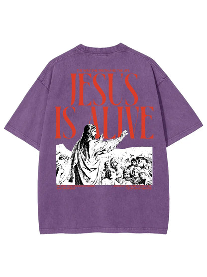 Jesus Is Alive Unisex Washed T-Shirt