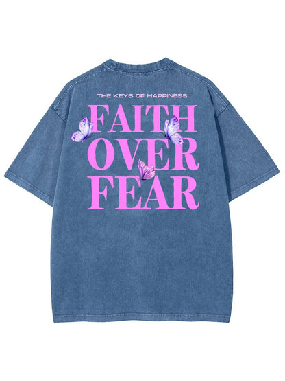 Faith Over Fear Unisex Washed T-Shirt