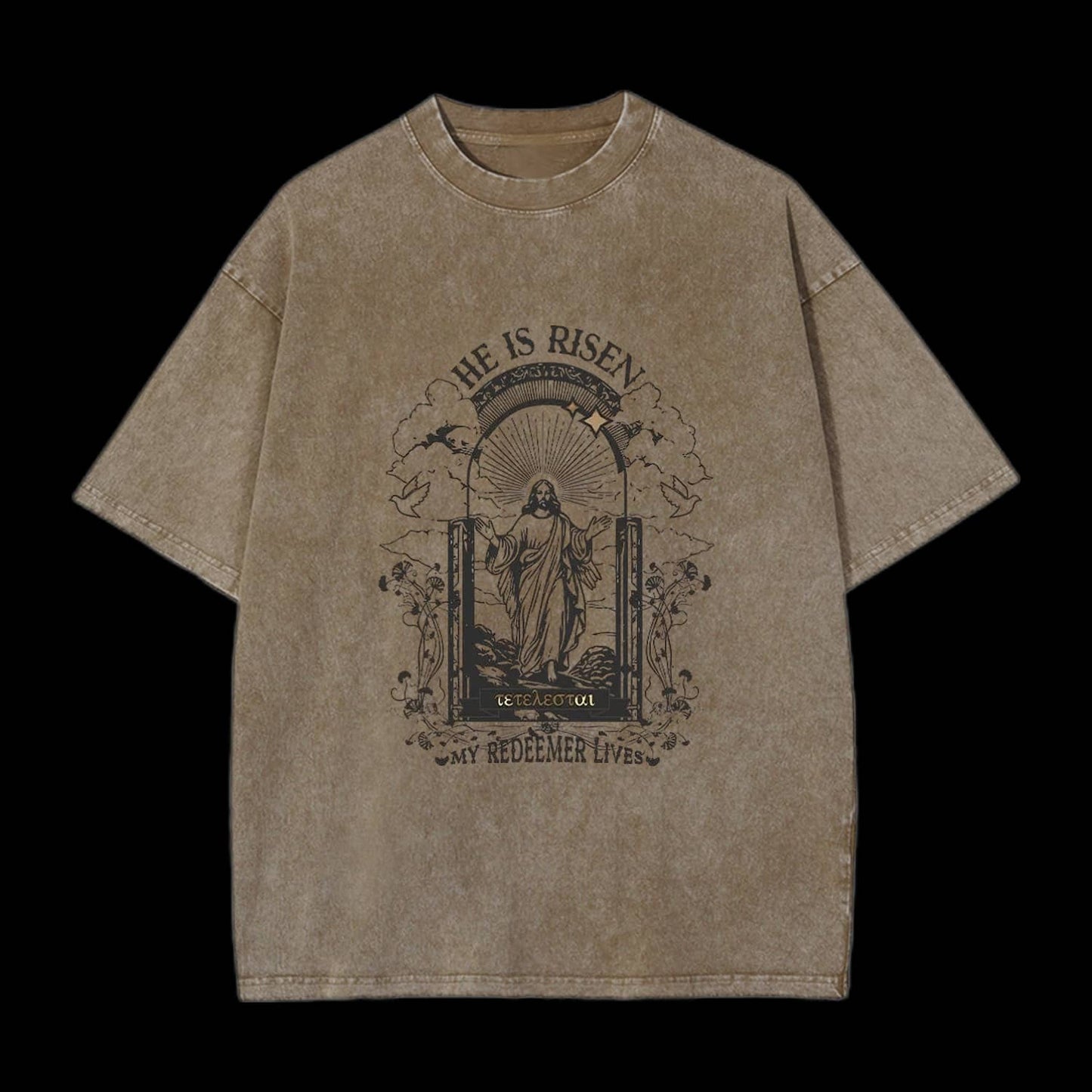 He Is Risen Christian Washed T-Shirt