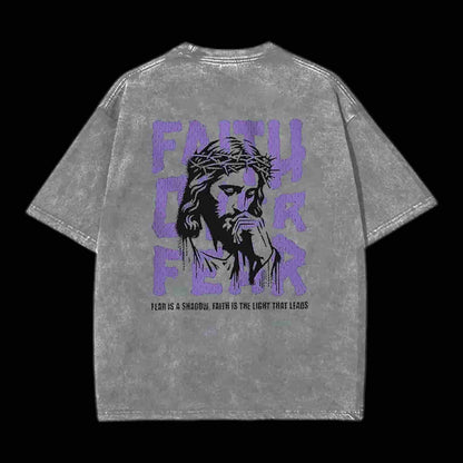 Faith Over Fear White Christian Tee