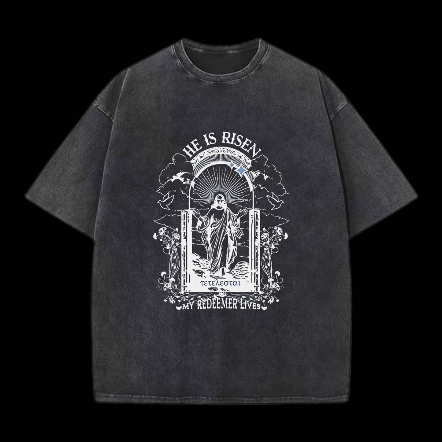 He Is Risen Christian Washed T-Shirt