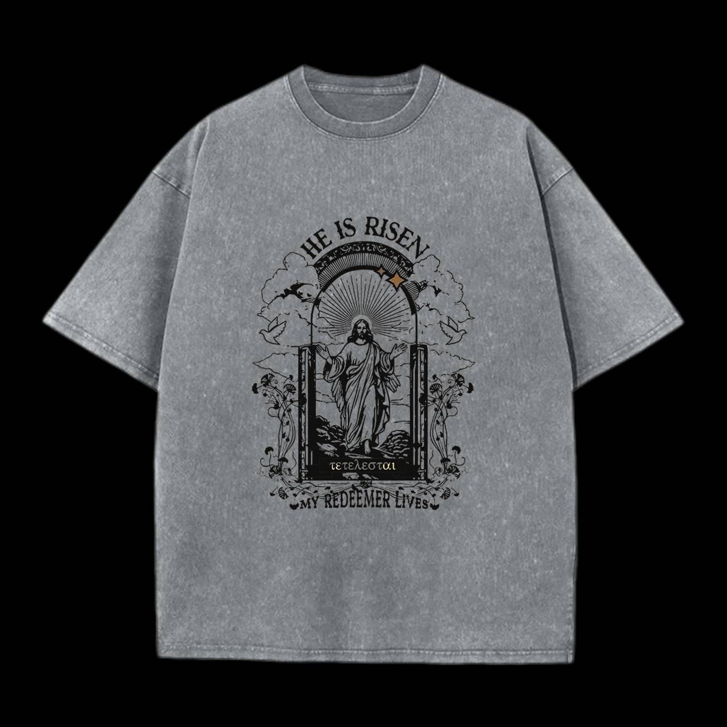 He Is Risen Christian Washed T-Shirt