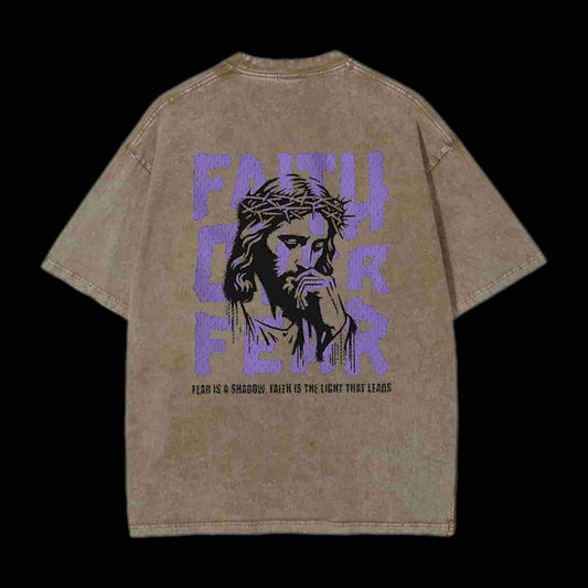 Faith Over Fear White Christian Tee