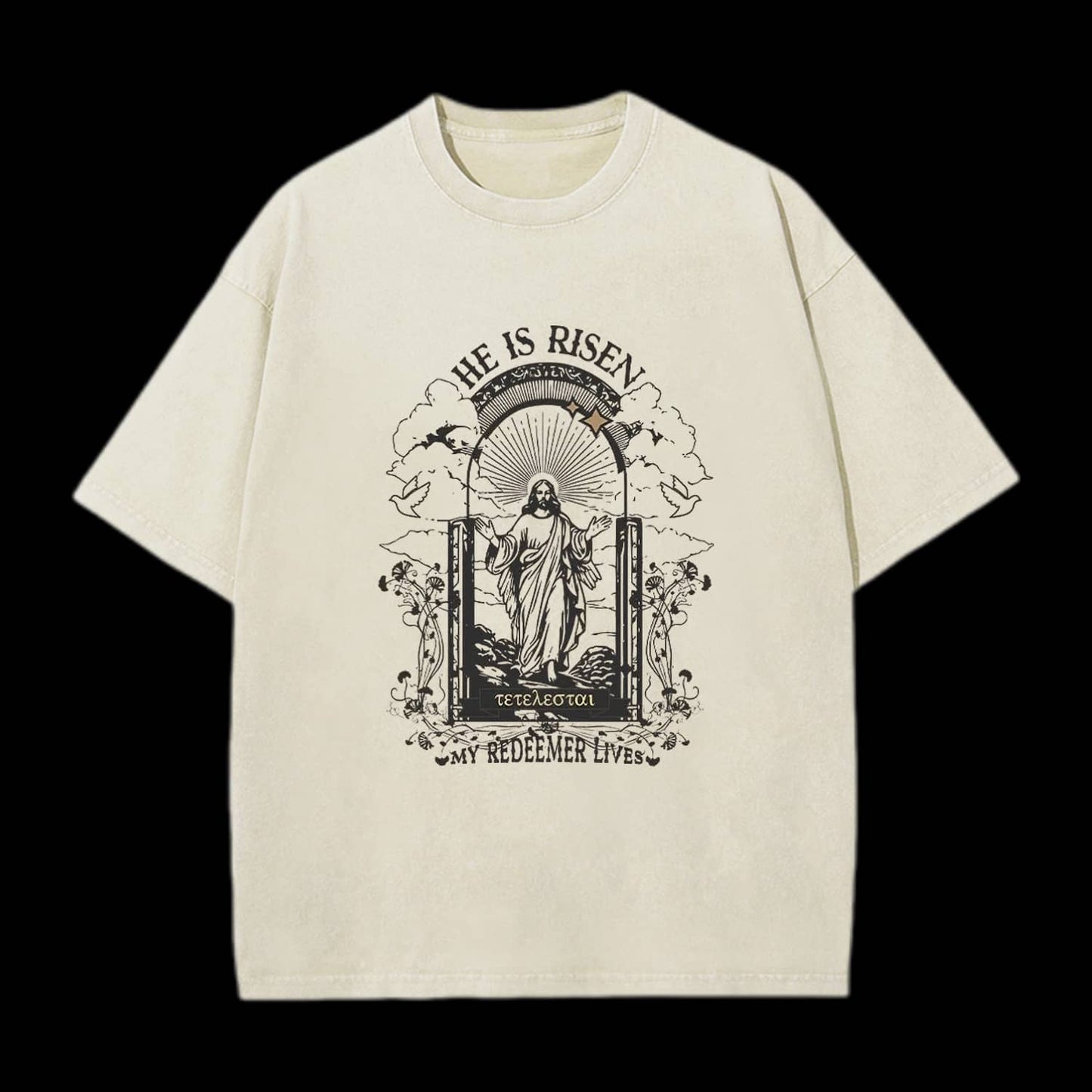 He Is Risen Christian Washed T-Shirt