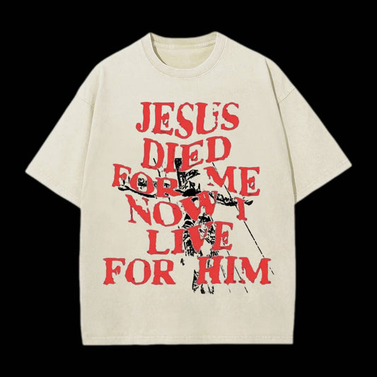 Jesus Died For Us Christian Washed T-Shirt