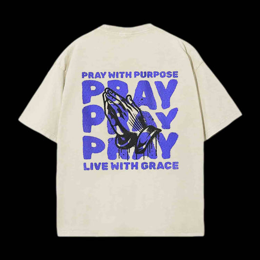 Pray With Purpose White Christian Tee