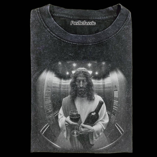 THE JESUS IN THE ELEVATOR FUNNY WASHED T-SHIRT