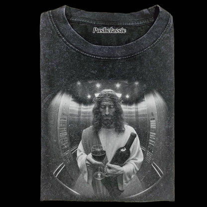 THE JESUS IN THE ELEVATOR FUNNY WASHED T-SHIRT
