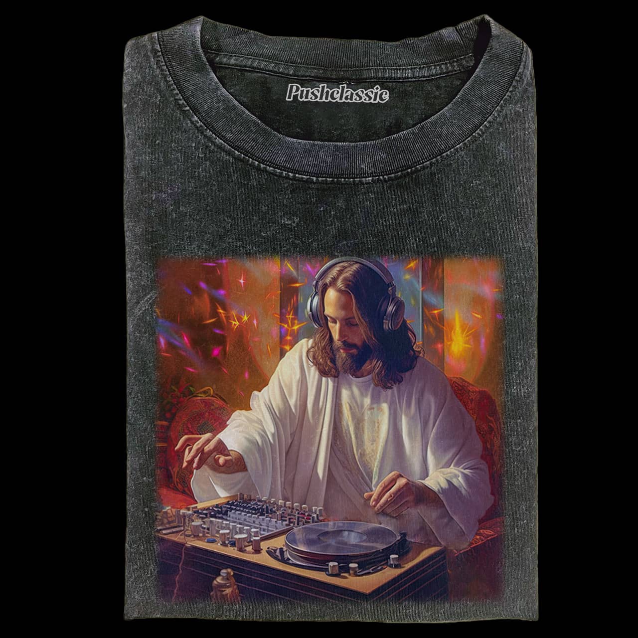 THE JESUS IS A DJ FUNNY WASHED T-SHIRT
