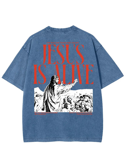 Jesus Is Alive Unisex Washed T-Shirt