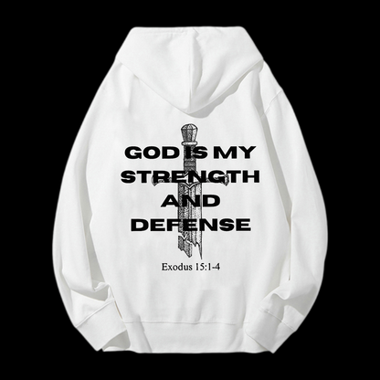 God Is My Strength And Defense Drawstring Hoodie