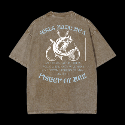 Jesus Made Me A Fisher Of Men Washed T-Shirt