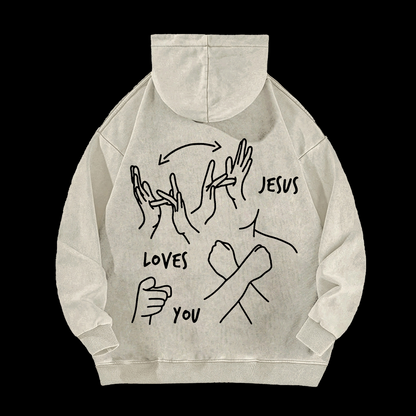 Jesus Loves You  Washed Hoodie