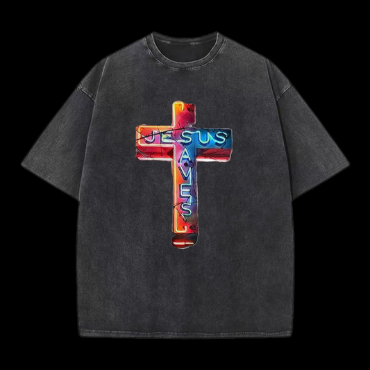 Jesus Saves Washed T-Shirt