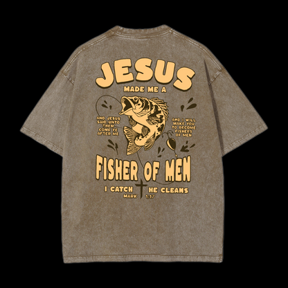 Jesus Made Me A Fisher Of Men Washed T-Shirt