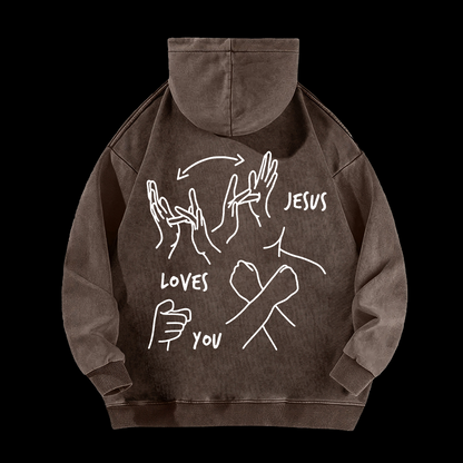 Jesus Loves You  Washed Hoodie