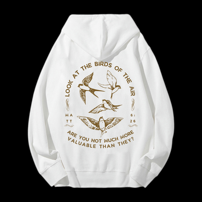 Look At The Birds Of The Air Drawstring Hoodie