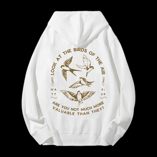 Look At The Birds Of The Air Drawstring Hoodie
