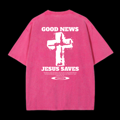 Jesus Saves Washed T-Shirt
