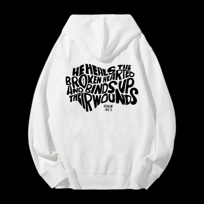 He Heals The Broken Hearted Drawstring Hoodie