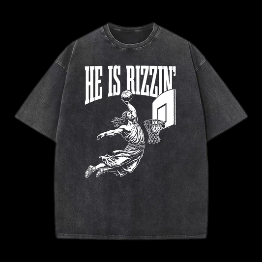 He Is Rizzin' Washed T-Shirt