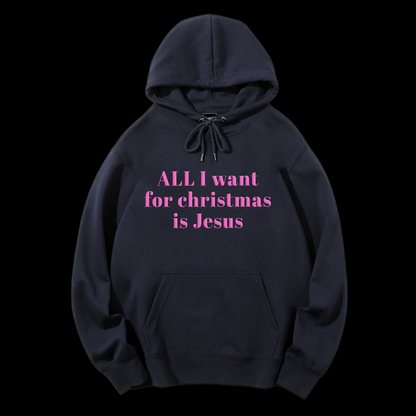 All I Want For Christmas Is Jesus Puff Print Drawstring Hoodie