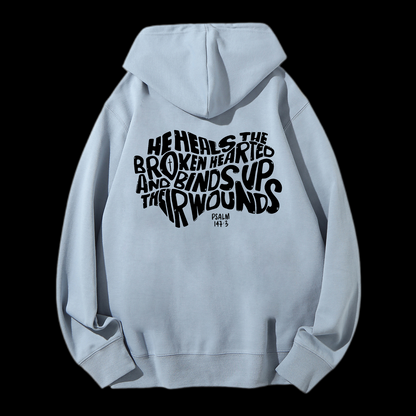 He Heals The Broken Hearted Drawstring Hoodie