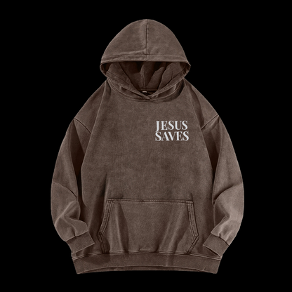 Jesus Saves Washed Hoodie