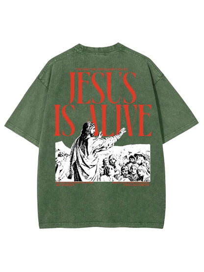 Jesus Is Alive Unisex Washed T-Shirt