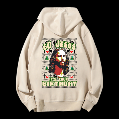 Go Jesus It's Your Birthday Christmas Drawstring Hoodie