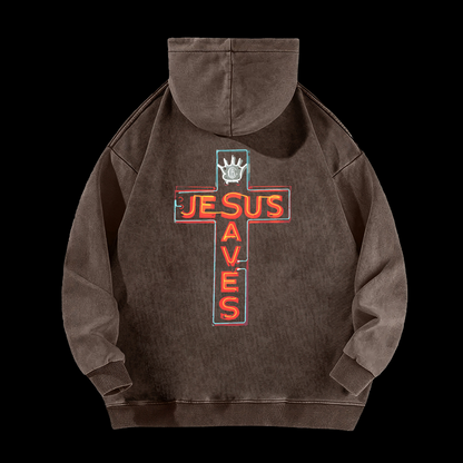 Jesus Saves Washed Hoodie