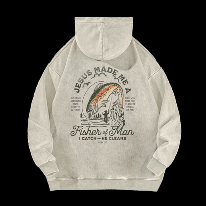 Jesus Made Me A Fisher Of Man Washed Hoodie