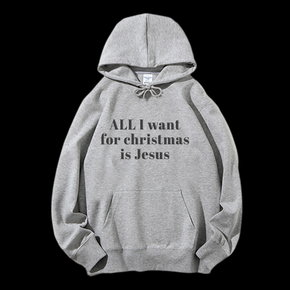 All I Want For Christmas Is Jesus Puff Print Drawstring Hoodie